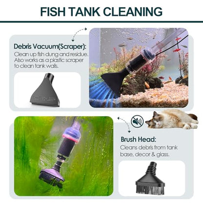 hygger Electric Aquarium Gravel Cleaner, 528GPH Fish Tank Vacuum, 5-in-1 Automatic Sand Washer Water Changer Cleaning Kit for Freshwater Saltwater, Adjustable Length Handle Tube,Hose, Clamp