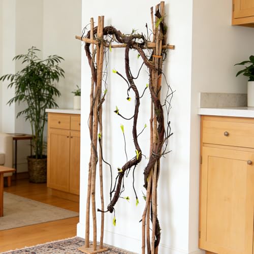 2PCS 55.1inch Bendable Thick Artificial Tree Branches Long Flexible Branch with Leaves Fake Thick Trunk Vine Stems for Wall Hanging Reptile Climbing Indoor Outdoor Arch Home Garden Decor