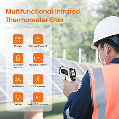 Infrared Thermometer (Not for Human), XinJiaYi Laser Temperature Gun for Pizza Oven, Non-Contact Laser Thermometer Gun for Cooking/BBQ/Grill/HVAC, Surface Thermometer -58°F ~ 1022°F Gray - color: -58°F ~ 1022°F-Gray