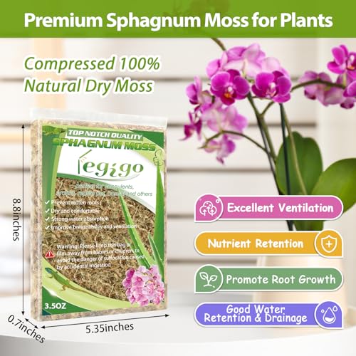 4QT Sphagnum Moss for Plants - 3.5OZ Natural Long Fibers Orchid Moss | Moisture Retention & Drainage Balance, Plant Moss for Orchids, Succulents, Carnivorous, Ferns, Reptile Bedding & Terrariums - size: 4 QT(3.5 oz)