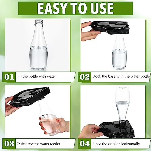 Mumufy Reptile Water Feeder, 2 Pack, Automatic Water Dispenser, 13.5Oz, for Bearded Dragon, Terrarium, Turtle, Geckos, Frog - color: black, clear