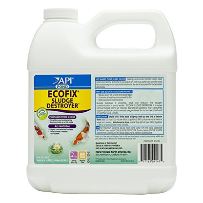 API POND ECOFIX SLUDGE DESTROYER Pond Cleaner And Sludge Remover With Natural Bacteria 64-Ounce Bottle,White - size: 64-Ounce