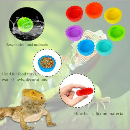 Silicone Reptiles Bowls Gecko Mini Feeders Dish Reptile Feeding Cups Colorful