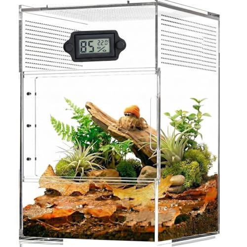 2PCS Magnetic Temperature and Humidity Monitor Jumping Spider Enclosure Accessories Digital Thermometer Hygrometer Gauge for Reptile Terrarium Tanks, Gecko Bearded Dragon (Rectangle) - color: Rectangle