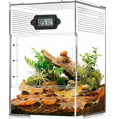 2PCS Magnetic Temperature and Humidity Monitor Jumping Spider Enclosure Accessories Digital Thermometer Hygrometer Gauge for Reptile Terrarium Tanks, Gecko Bearded Dragon (Rectangle) - color: Rectangle