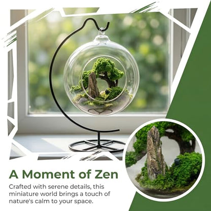DIY Glass Globe Terrarium-Style Decor Kit, 11-Piece Mini Micro Landscape Ornament Set for Desk, Home & Office - Thoughtful Indoor Gift for Home & Office Decor