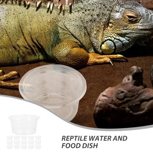50pcs Small Reptile Water Dish and Food Bowl Set 25ml Plastic Terrarium Feeding Cups for Leopard Gecko, Snake, Frog, Lizard, Bearded Dragon, Suitable for Amphibians and Insect Pets