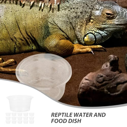 50pcs Small Reptile Water Dish and Food Bowl Set 25ml Plastic Terrarium Feeding Cups for Leopard Gecko, Snake, Frog, Lizard, Bearded Dragon, Suitable for Amphibians and Insect Pets