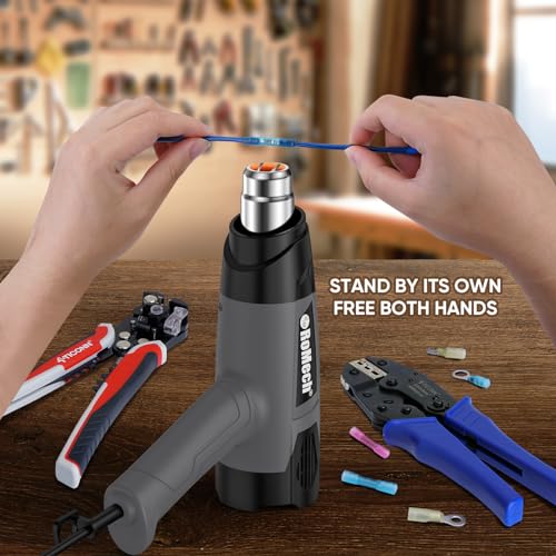 1500W Heavy Duty Heat Gun, Variable Temperature Control Hot Air Gun Kit with 2 Air Flow 120°F~1200°F and 4 Nozzles for Crafts Shrink Wrap (Gray) - color: Grey