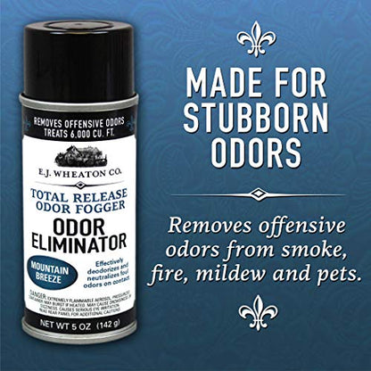 Odor Eliminator, Total Release Odor Fogger, 3 Pack, Effectively Deodorizes and Neutralizes Foul Odors on Contact, Mountain Breeze (5 OZ).