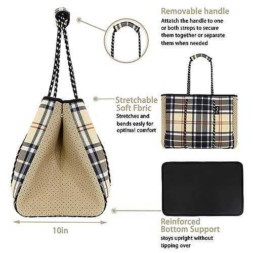 Hibala Neoprene Multipurpose Beach Bag,Gym/Travel/Pool Bag,Tote For Women&Men - color: Br Plaid