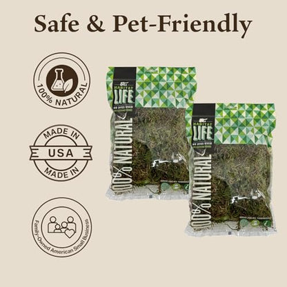 Deco Moss for Terrarium Habitats, Small 2-Pack | Preserved Moss for Reptiles, Amphibians & Invertebrates Terrariums, Humidity Control, Soft, Dye-Free, Family Owned, USA Made - size: Small 2-pack, style: Deco Moss