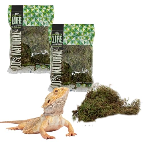 Deco Moss for Terrarium Habitats, Small 2-Pack | Preserved Moss for Reptiles, Amphibians & Invertebrates Terrariums, Humidity Control, Soft, Dye-Free, Family Owned, USA Made - size: Small 2-pack, style: Deco Moss