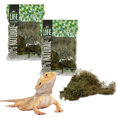 Deco Moss for Terrarium Habitats, Small 2-Pack | Preserved Moss for Reptiles, Amphibians & Invertebrates Terrariums, Humidity Control, Soft, Dye-Free, Family Owned, USA Made - size: Small 2-pack, style: Deco Moss