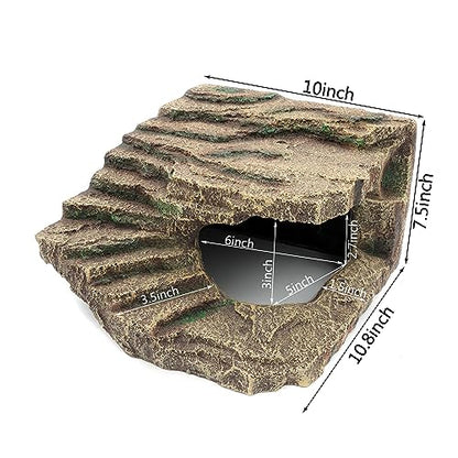 Resin Reptile Hideouts Cave Habitat Decor, B- Extra Large | For Gecko, Leopard Lizards, Toad, Turtle