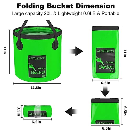 20L Collapsible Bucket 5 Gallon Water Container Folding Water Bucket with Handle Portable Wash Basin - color: Dark Green, size: 20L-1Pcs