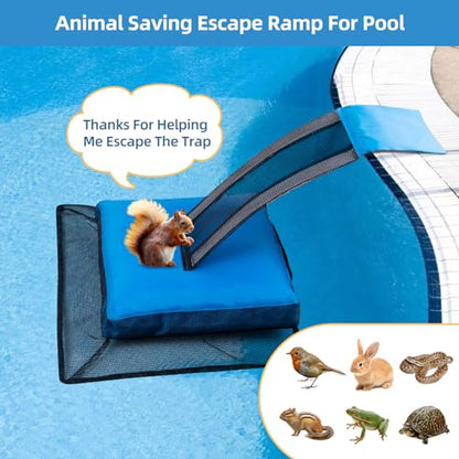 HKZ Pool Frog Animal Escape Ramp - Pool Critter Frog Saver Escape Ramp Log for Swimming Pool with Reflective Strips, Frog Pool Saver Small Critters, Lizards, Ducks, Snakes, Squirrel (Blue)