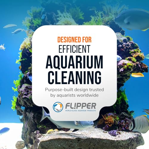 FLIPPER Platinum Hand Algae Scraper – Aquarium Glass and Acrylic Cleaner with Precision Scraper Design, Fish Tank Cleaning Tool for Freshwater & Saltwater Aquariums (28” Rigid Shaft) - size: 28 Inches