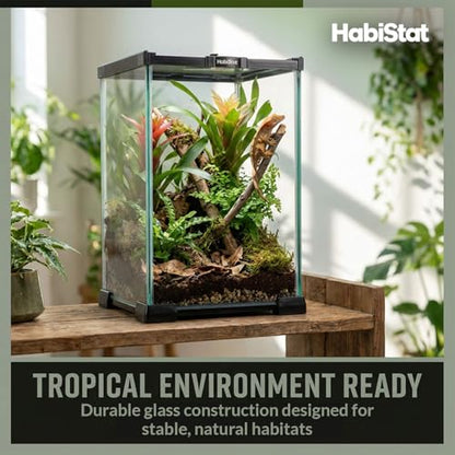 Habistat Mini Glass Terrarium for Reptiles 8"x8"x12" – Stackable Reptile Enclosure for Inverts & Amphibians with Lock & Watertight Base, Ideal Terrarium Tank for Geckos and Indoor Bioactive Setups - size: 8"x8"x12"