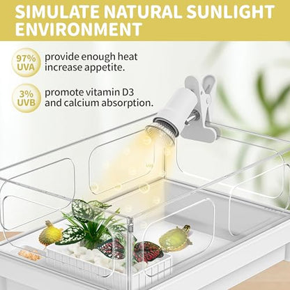 GOZILLA Reptile Heat Lamp, Turtle Lamp with 360°Rotatable Timing & Dimming Cycle Timer, 25W+50W UVA/UVB Reptile Light Bulbs for Reptile and Amphibian Tanks, Terrariums and Cages.(White) - color: Timer Dimmer-White