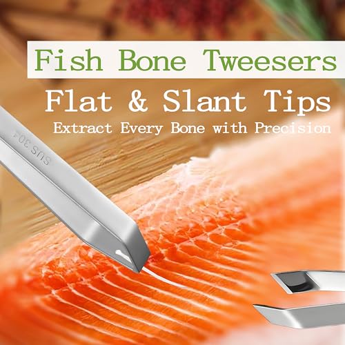 Fish Bone Pliers/Tweezers 304 Food Grade Stainless Steel Deboning Tool Kit for All Kinds of Fish（3 Pack）