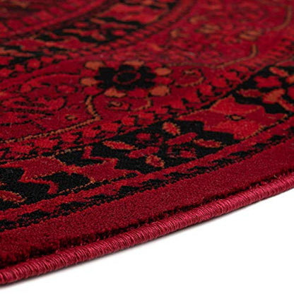 Unique Loom Tekke Collection Area Rug - Sheibani (5' 3" x 8' Oval, Red/ Black) - size: 5'3" x 8' (Oval)