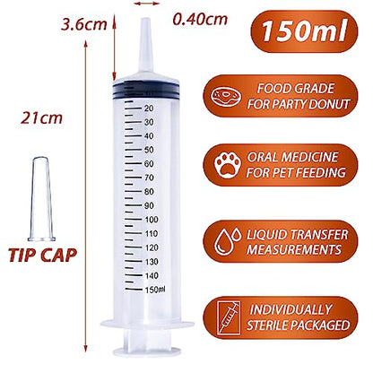150ml Large Syringes for Liquid, Oral, Scientific Labs, Measurement, Dispensing, with Cap- 3 Pack 150 ml Syringe - style: 150 ml