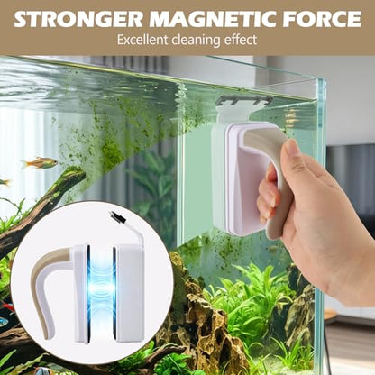 Medium Aquarium Magnetic Glass Cleaner, Ergonomic Comfort Grip, Floating Design, Stainless Steel & Plastic Blades, for Glass and Acrylic Tanks - size: M