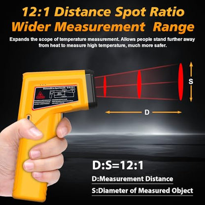FKM Rechargeable Infrared Thermometer Gun,13-Point Laser-High Precision | -58°F~1472°F Non-Contact Laser Thermometer Gun,Digital IR Temperature Gun for Cooking,Griddle,Oven,HVAC,Automotive,Industrial - color: Amber