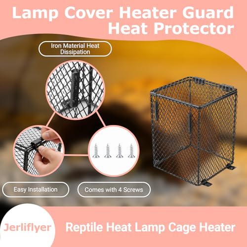 Reptile Lamp Cover, Heater Guard Heat Protector Anti Scald Cover Mesh Cage Heating Lampshade Ceramic Light Bulb Enclosure for Terrarium Chameleon Lizards Snakes (Square) - size: square
