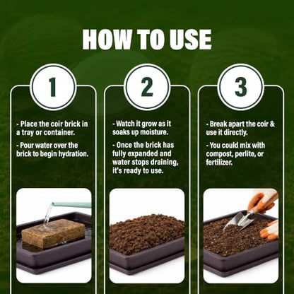 Coconut Coir Bricks, 10 Pack, 14lbs Coco Peat for Plants & Reptiles | Expands to 80 qt, 10 compressed coir bricks, seed starting, potting mix base, soil amendment, low EC, pH balanced - size: 14 Lbs (Pack of 10)