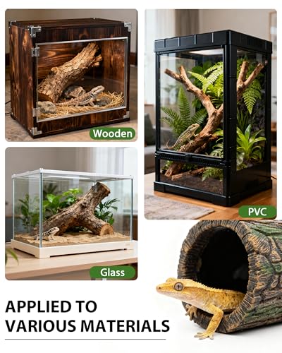 Magnetic Crested Gecko Hideout - Resin Hollow Log Cave, Reptile Hide Cave, Reptile & Amphibian Habitat Hide, Terrariums Decor
