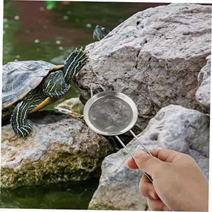DECHOUS 2pcs Stainless Steel Reptile Sand Draining Shovel with Ergonomic Handle for Efficient Litter Cleaning and Substrate Sifting Terrariums and Aquariums