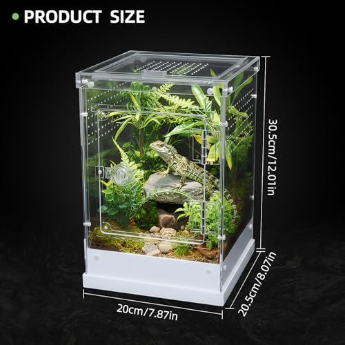 Jumping Spider Enclosure, Clear Acrylic Terrarium for Tarantula | 360° Full View Habitat w/ Dual Doors, Tri-Vents; High Transparent, Non-Yellowing Acrylic; Easy Clean; Full Breeding Kit