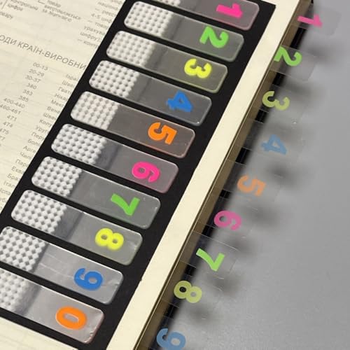 Clear PET Label Stickers, Pull-Out Transparent Waterproof Writable Stickers with 10 Numbers for Organization (Colorful Ten Digits)