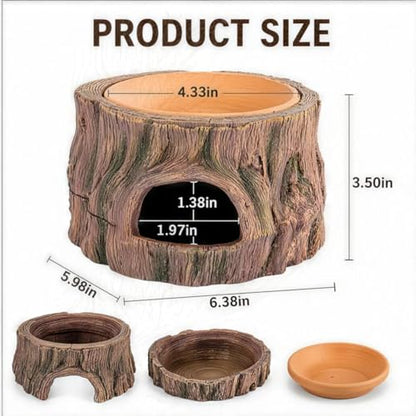 3 in 1 Small Reptile Humid Hide Leopard Gecko Hide Crested Gecko Tank Accessories with Detachable Base
