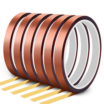 selizo Heat Tape for Heat Press, 6 Packs Heat Transfer Tape Heat Resistant High Temperature Tape for Sublimation on Coffee Mugs, HTV Craft on T-Shirt Fabrics - color: Brown