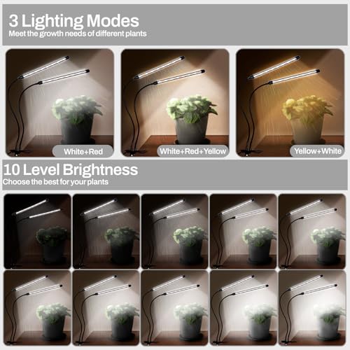 LEOTER Grow Lights for Indoor Plants - 84 LED Full Spectrum Clip Plant Growing Light (2 Heads Light) - size: 2 heads light