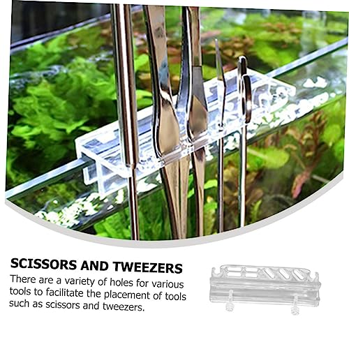 Aquarium Tool Organizer Rack Acrylic Fish Tank Storage for Cleaning Scissors Tweezers Easy Installation Design for Fish Tank Accessories