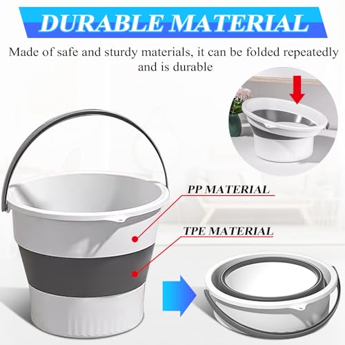 Collapsible Bucket 1.3 Gallon/5L Small Plastic Household Cleaning Mop Buckets Foldable Water Bucket for Car Wash Fishing Camping Beach (White) - color: White