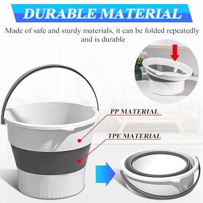 Collapsible Bucket 1.3 Gallon/5L Small Plastic Household Cleaning Mop Buckets Foldable Water Bucket for Car Wash Fishing Camping Beach (White) - color: White