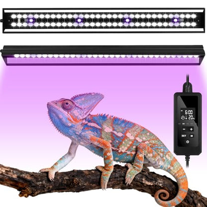 UVB Reptile Light, Dimmable UVA UVB Lamp with Timer & 3 Modes, Adjustable 5.0-20.0 Output, 6500K Daylight LED Reptile Tank Light for Bearded Dragon, Snake, Turtle, 10-40 Gallon (16 INCH) - size: 16 INCH