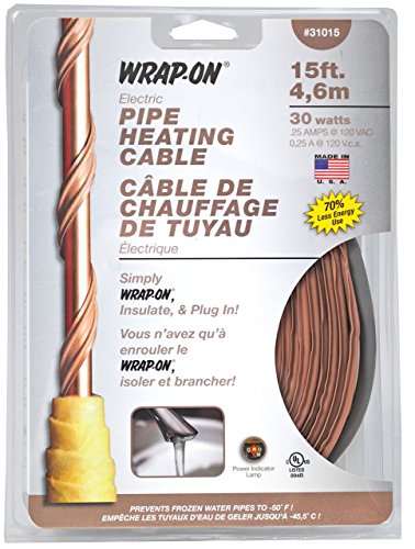 Pipe Heating Cable - 15-Feet, 120 Volt, Built-in Thermostat, Low Wattage - 31015 - size: 15 Feet