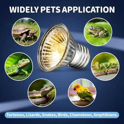 GOZILLA 4 Pack Reptile Heat Lamp, E27 UVA UVB Reptile Light Bulb, Heat Light Bulb for Tortoise, Bearded Dragon, Snakes.(2PCS 25W + 2PCS 50W) - color: Light Bulb-4 Pack (25w*2+50w*2)