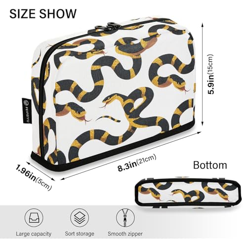 Snake Yellow Black Pencil Case Bag Boys Girls Large Pencil Pouch Pen Holder with Big Capacity For Women Men School Office Supplies