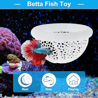 Floating Betta Cave & Hammock, Multi-Functional Hideout for Aquarium White - color: White