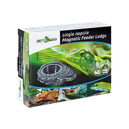 REPTIZOO Reptile Magnetic Feeder Ledge, Single Bowl Reptile Food Dish with 3PCS Feeding Cups Food Water Feeder for Crested Gecko Lizard Chameleon Pets - size: Small