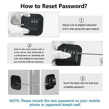 Refrigerator Lock, Heavy Duty Fridge Lock, Combination Lock for Refrigerator Cabinets, Drawers, Safety, Easy Install No Keys Needed (Black-1Pack) - color: Black-1Pack