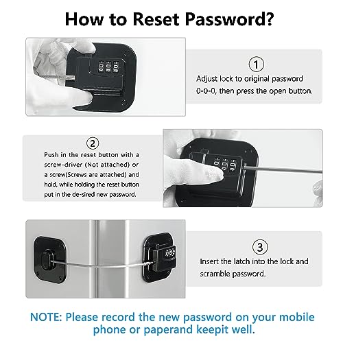 Refrigerator Lock, Heavy Duty Fridge Lock, Combination Lock for Refrigerator Cabinets, Drawers, Safety Lock, Easy Install No Keys Needed (Black-4Pack) - color: Black-4Pack
