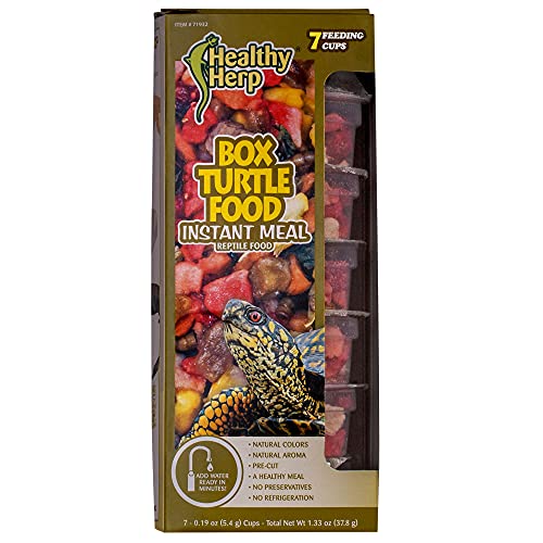 Healthy Herp Box Turtle Food Instant Meal for Reptiles - Nutritious Turtle and Tortoise Food, Habitat Accessories - Made in USA, Quick Prep - 7 x 0.19 oz (5.4g) Cups - size: 0.19 Ounce (Pack of 7), style: 7-Pack Cups